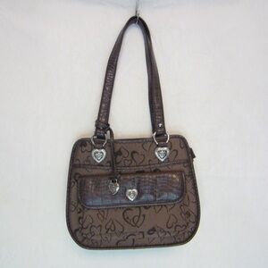 Unbranded Brown Heart/Love Double Handle Multi Compartment Purse